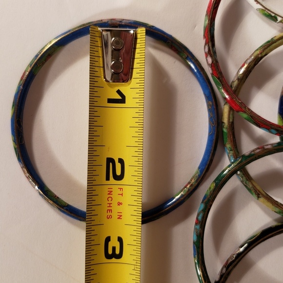 Vintage Multi Colored Cloisonn'e Bangle Bracelets - Picture 6 of 8